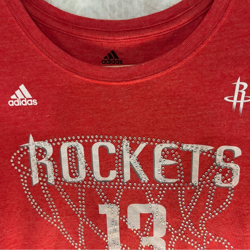 Adidas Houston Rockets #13 Rhinestone Tee Women’s Red - Picture 6 of 9